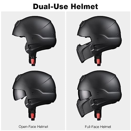 AHR Matte Black 3/4 Open Face Helmet for Cruiser Scooters (DOT) Run-O6