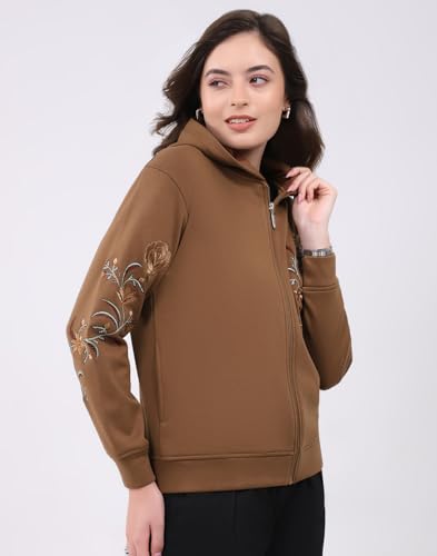 Image of Monte Carlo Women's Regular Fit Embroidery Hooded Neck Full Sleeve Winter Sweatshirt | Elegant Embroidery | Soft Warm Fabric | Stylish Winter Hoodie for Women (Pack of 1)