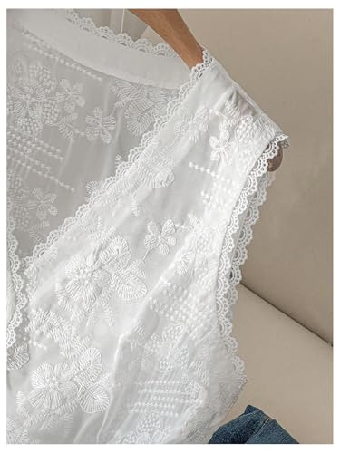 GORGLITTER Women's Plus Size Lace Cardigan Sleeveless Embroidered Button Up Open Front Lightweight Vest Cardigan Sweater4