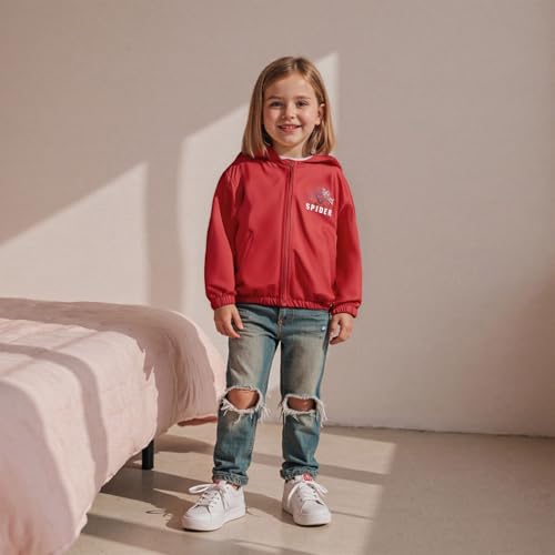 Hooded Jacket for Boy and Girls Fashionable Lightweight Spider Print Long Sleeve Zip Up Fall Coat3