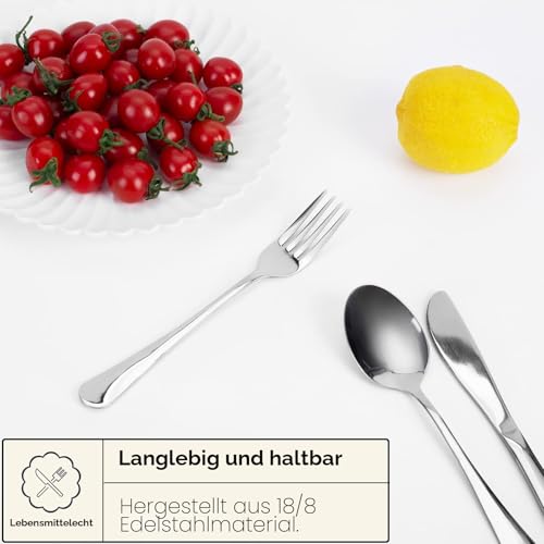 Quatish Camping Besteck, 5 Stück Edelstahl Reisebesteck mit Etui, Besteckset to Go, Campingbesteck für Unterwegs, Outdoor, Reise, Arbeit, Schule, Reise Gadgets, Silber 3