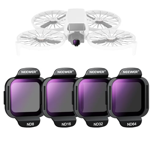 NEEWER Kit de Filtre ND Compatible avec DJI Flip Drone (Lot de 4), ND8 ND16 ND32 ND64 Snap on Multicouche HD Optique Verre Densité Neutre Filtre d'Objectif Kit d’Accessoires, FL-N34