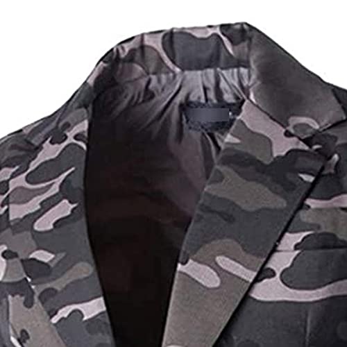 Blazer Camouflage Slim à Manches Longues et Revers Échancrés Confortables - 3