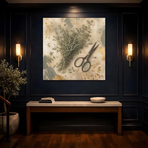 Toile canvas thym vert et or 30x30 cm, tableau de qualité supérieure