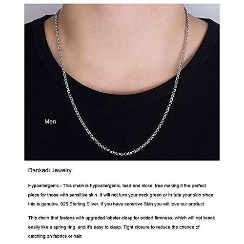 Meilanduo Solid 925 Sterling Silver 3Mm Rolo Round Cable Link Chain Necklace 18, 20, 22, 24, 26, 28 Inch For Men Women (18) #TOP3