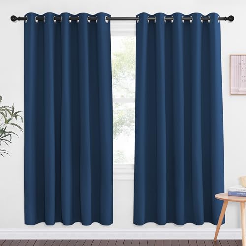 NICETOWN Moroccan Blue Blackout Curtains for Bedroom 72 Inches Long, Thermal Insulated Room Darkening Grommet Window Curtains for Living Room Nursery, 66 inch x 72 inche, 1 Panel