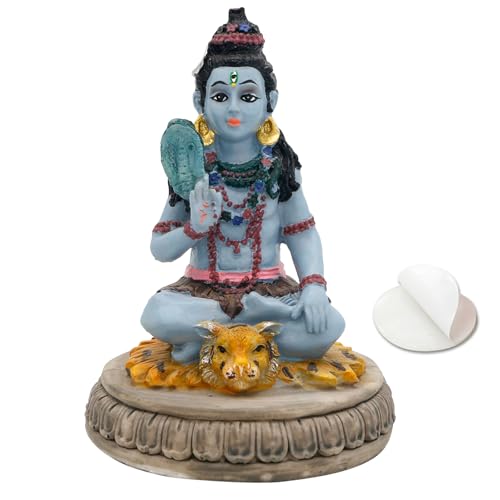 Hindu God Lord Shiva Statue - 3.8”H Indian Idol Shiva for Car Dashboard Decor Diwali Murti Item Home Office Temple Mandir Shrine Altar Pooja Decor India Diwali Puja Gifts for Friends Relative