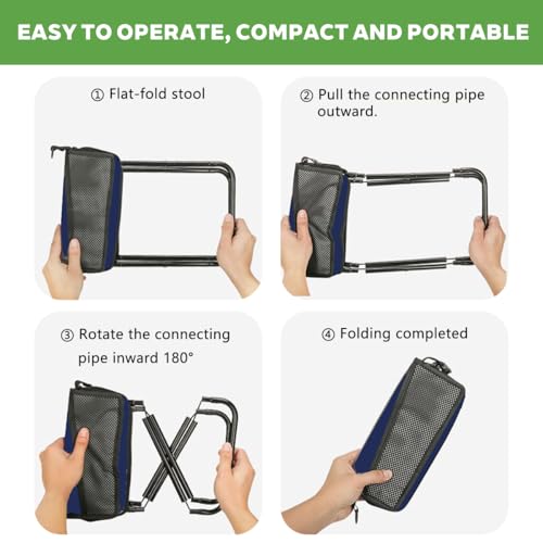 Image of Portable Ultralight Travel Stool Camping Chair Fishing Stool - Gray Carbon Steel and Keychain, Handbag Style Pocket Foldable