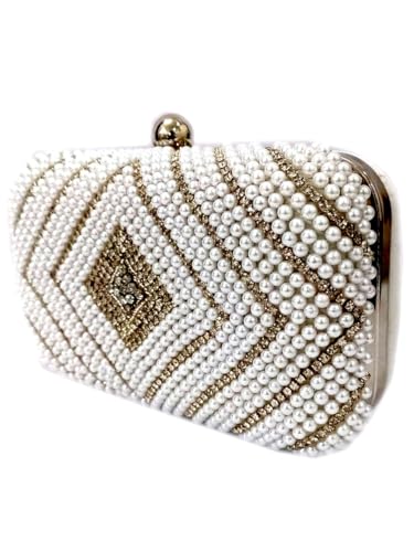 Image of Women & Girls Embroidered Gold Clutch Purse for Party Wedding