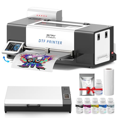 Image of MZK A3+ DTF Printer with I3200 HD printhead-Auto Cleaning Maintenance+Ink Anti-Clog Filter,3X Speed vs L1800 DTF Printer,5 inch Rotatable Touch Screen,Dual Ink Level Alert,Film Cutter,Gift Ink 2 Years