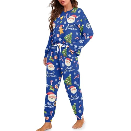 Image of Women's Pajamas Set Soft 2 Piece Loungewear Long Sleeve Pj Set Matching Sleepwear with Pockets for Women Plus Size