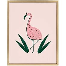 DesignOvation Sylvie Flamingo Watermelon Framed Canvas Wall Art by Kendra Dandy, 18x24 Gold