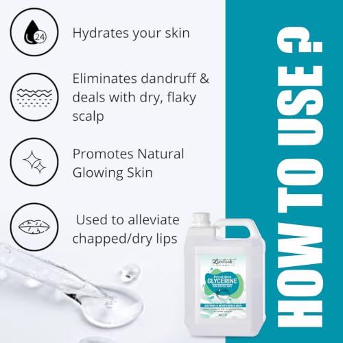Image of 100% Pure Glycerin 1 Litre | Skin Moisturizer for Face, Hands & Body | Hydrating Liquid for Dry Skin & Hair Care | Multipurpose Beauty Care