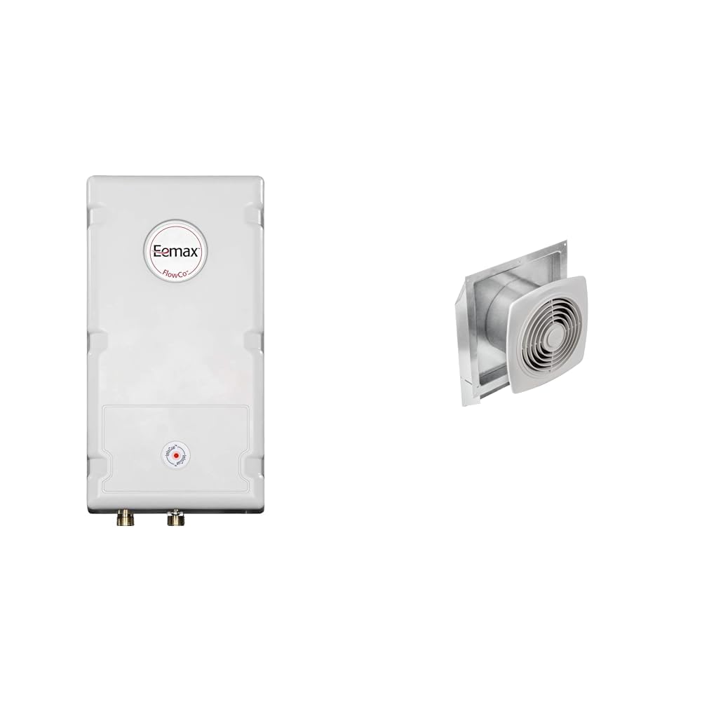 Eemax 2.4 Kilowatt 120 Volt Electric Water Heater and Broan 200 CFM 8.5 Sones 8" Through-the-Wall Ventilation Fan White