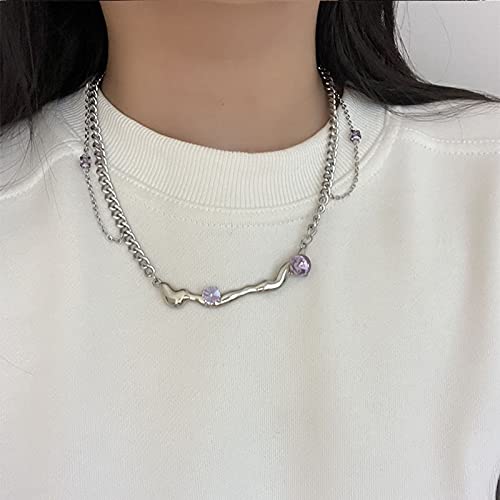 Collier cristal violet de style royal design branches géométriques épurées