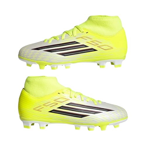 adidas Unisex Kinder F50 Club Mid Firm Ground/Multi Ground Football Boots Kids, Team solar Yellow 2/core Black/Lucid red, 30 EU