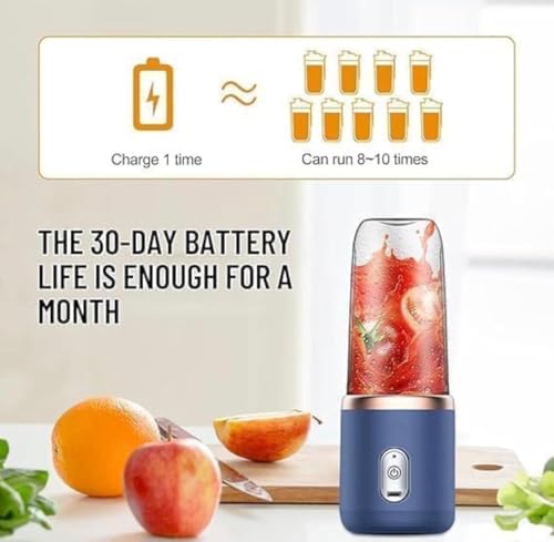 Image of Portable Blender Juicer with Travel Bottle, Personal Size Smoothie Maker, USB Rechargeable