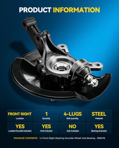 Image of PHILTOP Front Right steering knuckle and hub assembly Compatible with Honda Civic 2001,Passenger Side