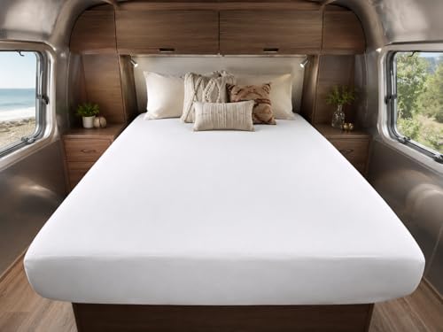 Set of 3 RV King Fitted Sheets White 300TC 60/40 CottonPoly Blend Bedding 72 x 80 x 12