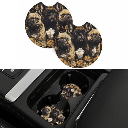 Portavasos para carro de neopreno negro redondo 2.7 pulg miniatura 1