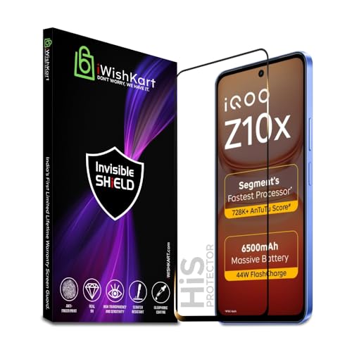 Image of compatible with iQOO Z10x 5G Tempered Glass [with warranty] screen protector guard Full Edge to Edge 9H Full Glue FHD with Easy Installation kit - Pack of 1 | 6.72 Inch (iq z10 x)