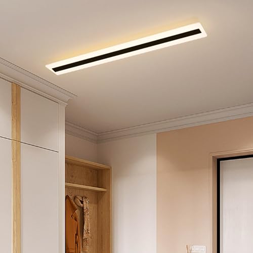 Panneau plafonnier LED moderne noir 100cm lumière chaude pour salon