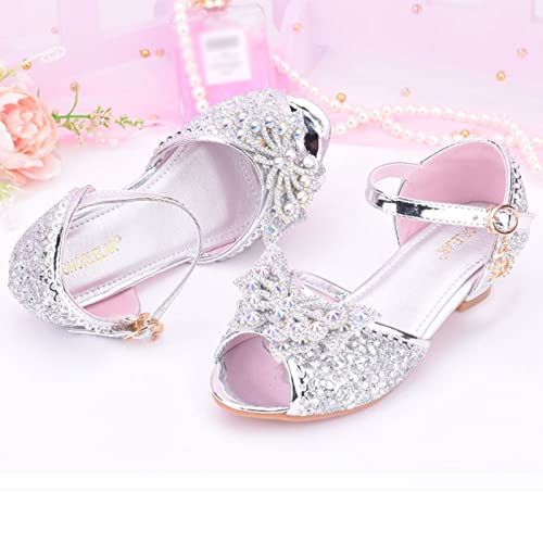 Girls Butterfly 𝐂rystal Part𝘆 Wedding Sandals Princess Open Toe Heels Shoes Kids Formal Indoor Slides for Girls3