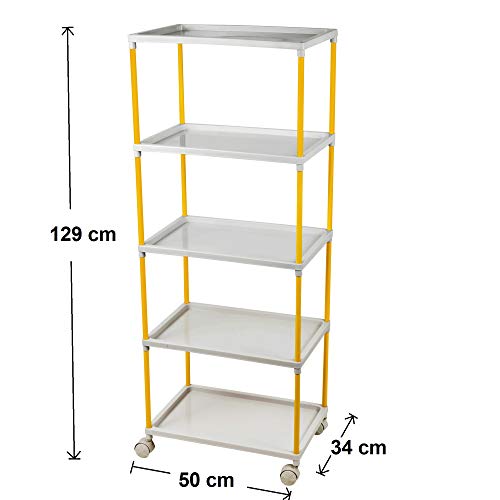 Image of Little One's Multipurpose 5 Plastic Shelf Storage Rack /Shoe Rack with Wheels, ISI Certifed, (Unbreakable Material), Tray 5