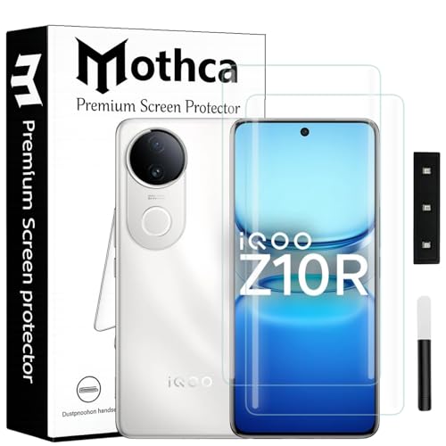 Image of Mothca Curved UV Tempered Glass Screen Protector for iQOO Z10R 5G | Transparent | Pack of 2 | Borderless Full Screen Coverage with UV Installation Kit