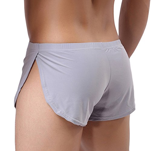 Sandbank Mens Sexy Transparent Underwear Sheer Bikini Boxer Shorts Brief Panties (Us L, Grey#2) #TOP1