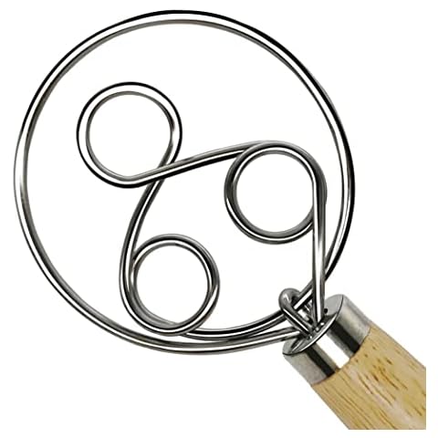 DflowerK Danish Dough Whisk Hand Mixer Stainless Steel Dutch Dough Whisk Kitchen Baking Tools for Bread Cookie Souffle Pastry Pizza Dough Cover