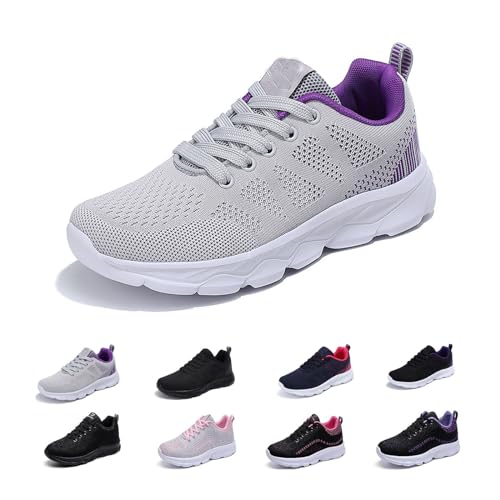 2024 Women's Air Cushion Sneakers, Non Slip Walking Sneakers Running Shoes for Women, Women Orthopedic Sneakers (F-Purple, Adult, Women, 11, Numeric, US Footwear Size System, Medium)