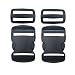 2 Set 1.5 Inch Flat Dual Adjustable Plastic Quick Side Release Plastic Buckles and Tri-Glide Slides for Luggage Straps Pet Collar Backpack Repairing (Black, Fit for 1.5”/38mm Webbing Straps)