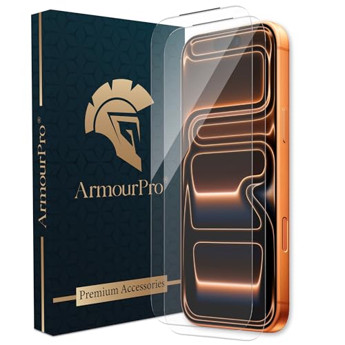 Image of ArmourPro Borderless Tempered Glass for iPhone 17 Pro (6.3 Inches) with Anti Dust Mesh Filter, 9H Hardness Shatterproof, Full Screen Coverage and with Installation Kit | Pack of 2