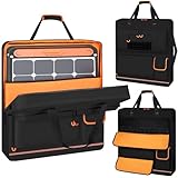 Wigojoy Solar Panel Storage Bag with Orange Lining, Deepened Opening, Zipper with Pull and Multi-Accessory Space Solar Panel Travel Carrying Case Fit for Jackery SolarSaga 100W 100X 200W, Black