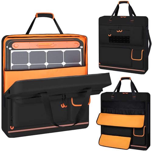 Wigojoy Solar Panel Storage Bag with Orange Lining, Deepened Opening, Zipper with Pull and...