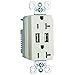 C2G Dual USB Charger with Dual 20A Duplex Outlet and Decorator Wall Plate Light Almond (12835)