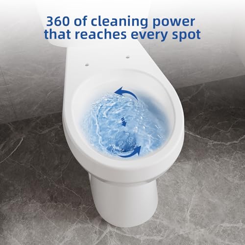 Two Piece Toilets Round, 21" Extra Tall Toilet for Bathroom, 1.28 GPF Powerful Flush, 12 Inch Rough In