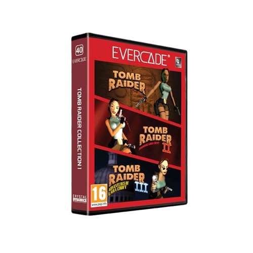 Image of Evercade EXP-R Retro Gaming Handheld Console with Tomb Raider 1, 2 & 3