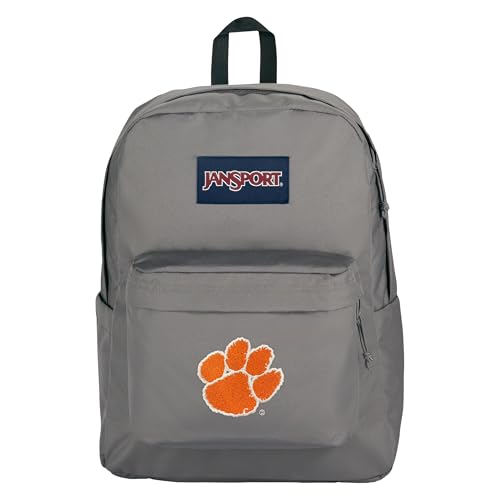 Image of JanSport NCAA Officially Licensed Backpack, Clemson Tigers, Superbreak Plus with Padded 15'' Laptop Sleeve, Spacious Computer Bag for Men & Women, Durable Daypack with Bottle Pocket, Graphite Grey