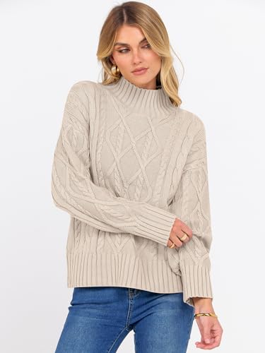 ANRABESS Sweaters for Women Oversized Long Sleeve Turtleneck Cable Knit Casual Loose Pullover Tops 2025 Fall Trendy Outfits4