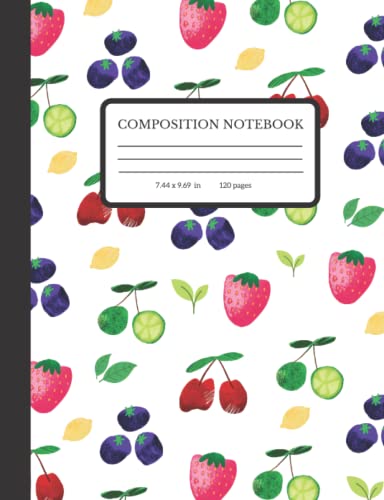 Composition Notebook: Cute Fruit Design Journal: College Ruled
