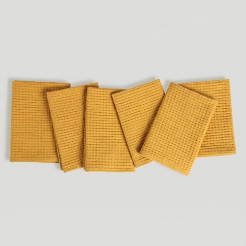 Image of FINGERCRAFT Kitchen Cloth 100% Soft High GSM Cotton Fabric Kitchen Towel, 20 x 30 Inches Perfect Size for Kitchen Uses, Set of 6, Multipurpose Use as Dish Towel, Bar Towel (Honey Gold)
