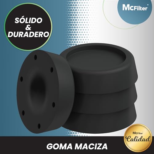 McFilter | 4 amortiguadores de vibraciones para lavadoras y secadoras | Amortiguador de vibraciones universal compatible con Bosch, Siemens, AEG | Alfombrilla antideslizante para lavadora - negro - Image 5