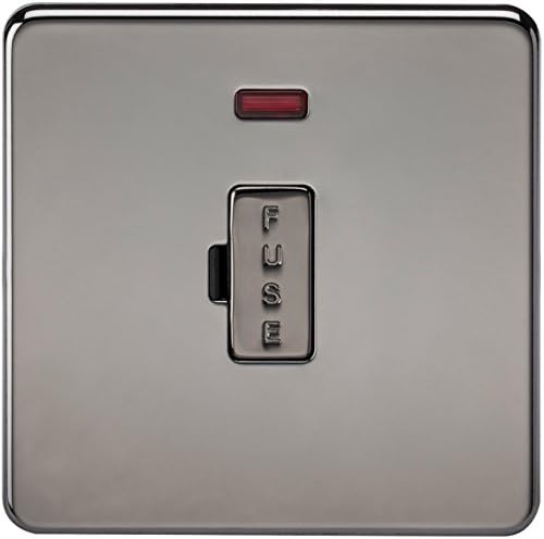 Knightsbridge SFR9000BN Twin Screwless 13A 2G Dp Switched Socket Nickel with Black Insert, 230 V