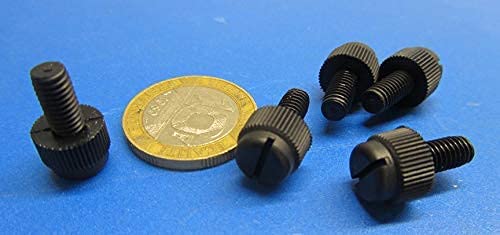Nylon Knurled Slotted Head Thumb Screws Black 10-32 x .375" Length, 100 Pcs
