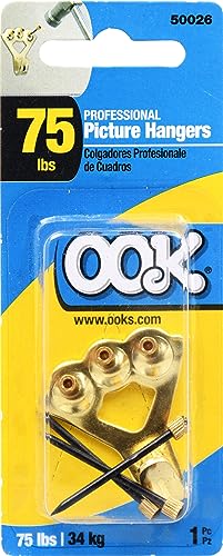 OOK 50026 Professional Picture Hangers, Art Hangers, Brass, Reusable Picture Hooks, 75lb (1 set) - Image 4