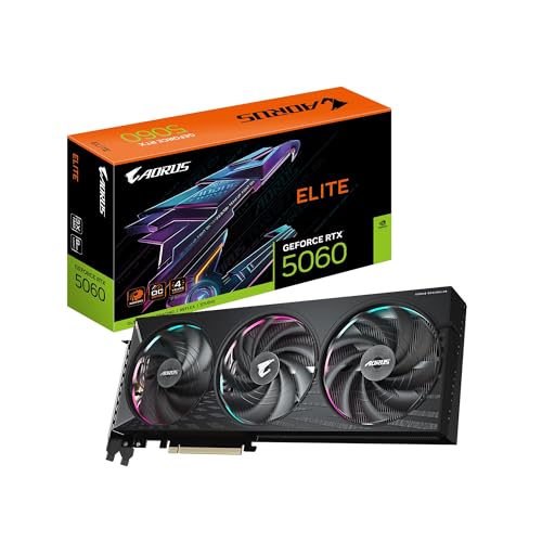 Image of GIGABYTE AORUS GeForce RTX 5060 Elite 8G Graphics Card, 8GB 128-bit GDDR7, PCIe 5.0, WINDFORCE Cooling System, GV-N5060AORUS E-8GD Video Card