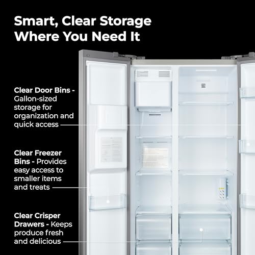 Kenmore 36" Side-by-Side Refrigerator with Freezer - Accela Chill, Water & Ice Dispenser, Adjustable Glass Shelves, ENERGY STAR Certified, 20 cu. ft. Capacity - Fingerprint Resistant Stainless Steel - Image 6