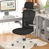 Mimoglad Office Chair, Comfy Desk Chair - High Back Ergonomic Computer Chair with Adjustable Lumbar Support & Headrest, Flip-up Armrests for Guitar Playing, Swivel Task Chair for Home Office
